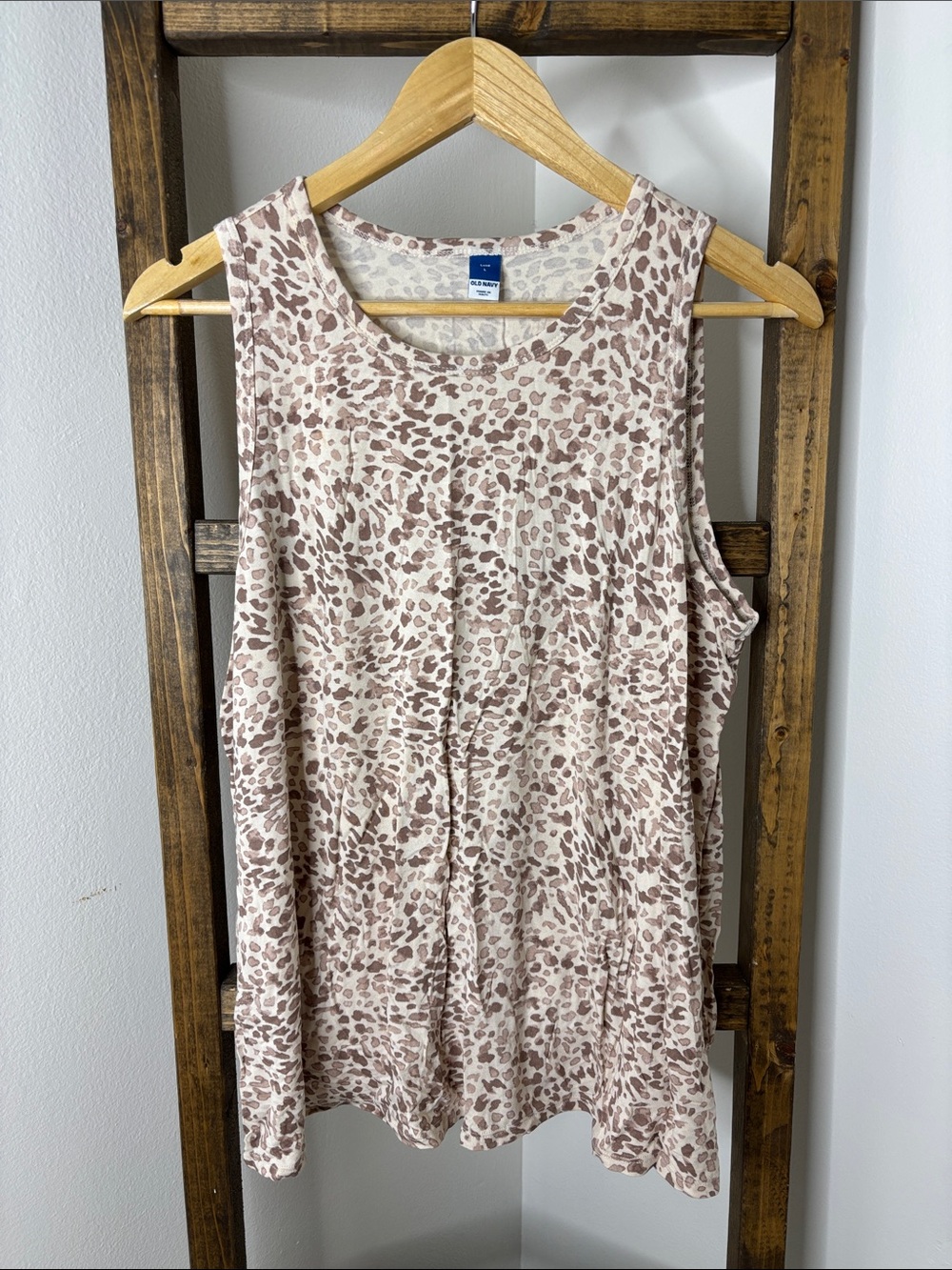 Old Navy Luxe Taupe & Cream Leopard Print Tank Size L